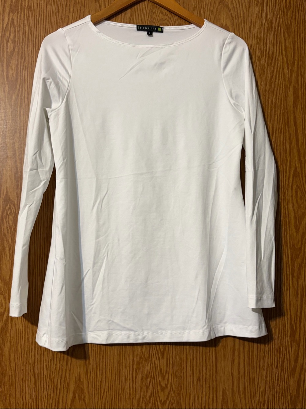 Babette White Long-Sleeve Scoop Neck Women's Top